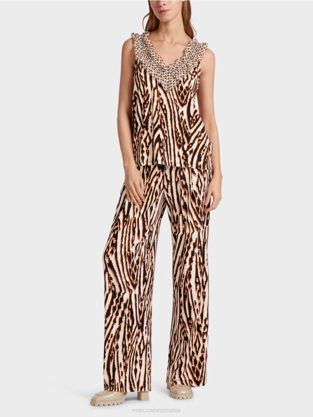 top scurt cu modele mixte Marc Cain rosu intens îmbrăcăminte 4826HH1367