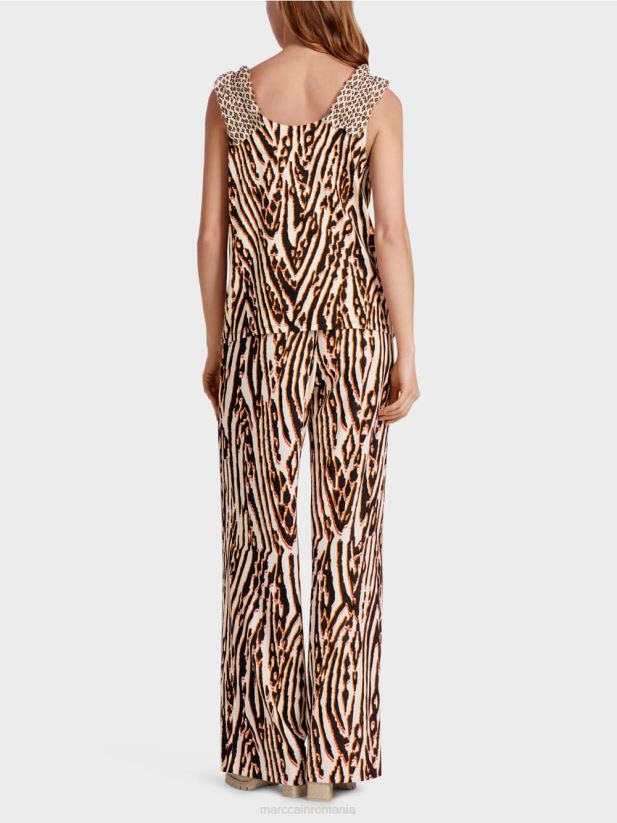 top scurt cu modele mixte Marc Cain rosu intens îmbrăcăminte 4826HH1367