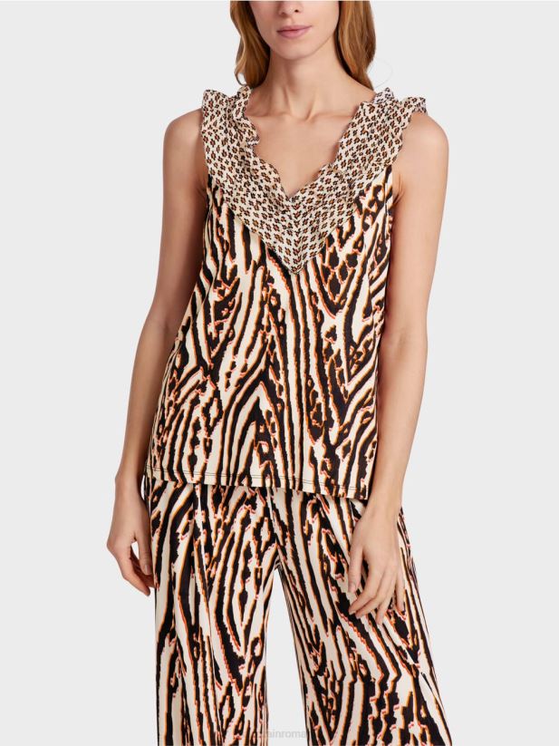 top scurt cu modele mixte Marc Cain rosu intens îmbrăcăminte 4826HH1367