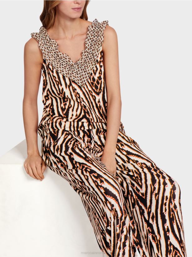 top scurt cu modele mixte Marc Cain rosu intens îmbrăcăminte 4826HH1367