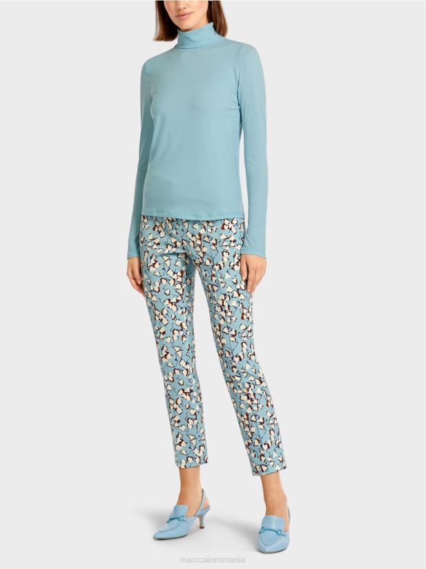 top simplu cu mâneci lungi Marc Cain albastru atmosferic îmbrăcăminte 4826HH1453