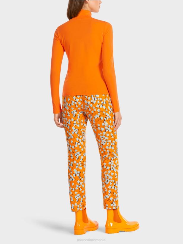 top simplu cu mâneci lungi Marc Cain portocaliu limpede îmbrăcăminte 4826HH1456
