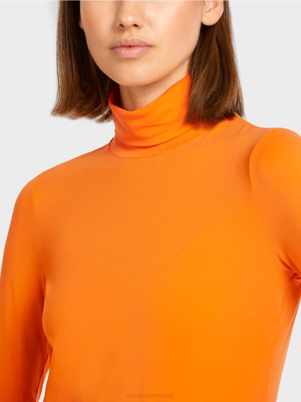 top simplu cu mâneci lungi Marc Cain portocaliu limpede îmbrăcăminte 4826HH1456