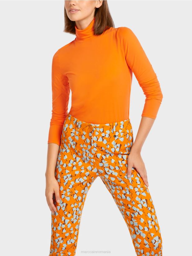 top simplu cu mâneci lungi Marc Cain portocaliu limpede îmbrăcăminte 4826HH1456