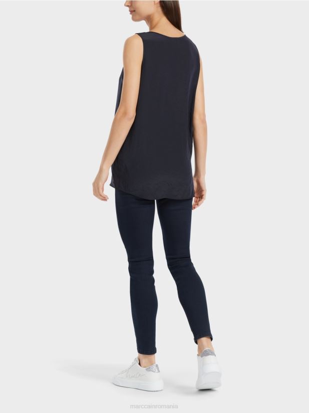 top ușor fără mâneci Marc Cain albastru miezul nopții îmbrăcăminte 4826HH1343