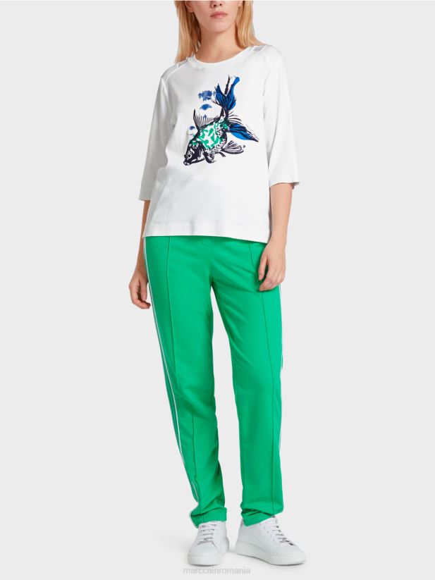 tricou aerisit cu inserție din plasă Marc Cain alb îmbrăcăminte 4826HH1361