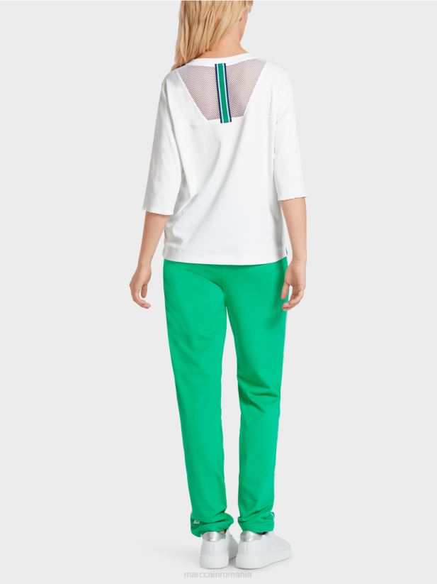 tricou aerisit cu inserție din plasă Marc Cain alb îmbrăcăminte 4826HH1361