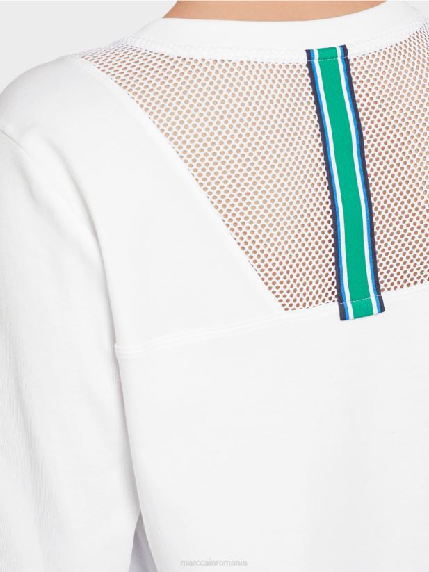 tricou aerisit cu inserție din plasă Marc Cain alb îmbrăcăminte 4826HH1361