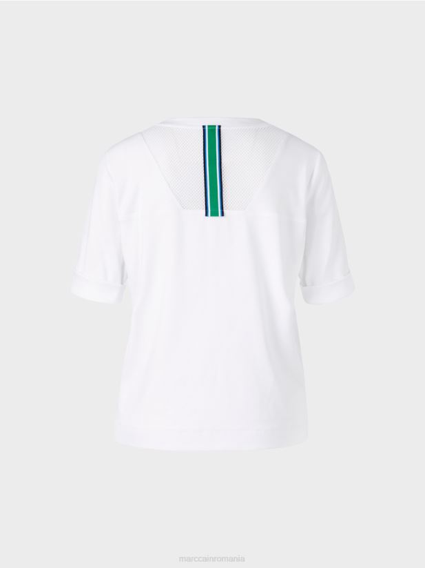 tricou aerisit cu inserție din plasă Marc Cain alb îmbrăcăminte 4826HH1361
