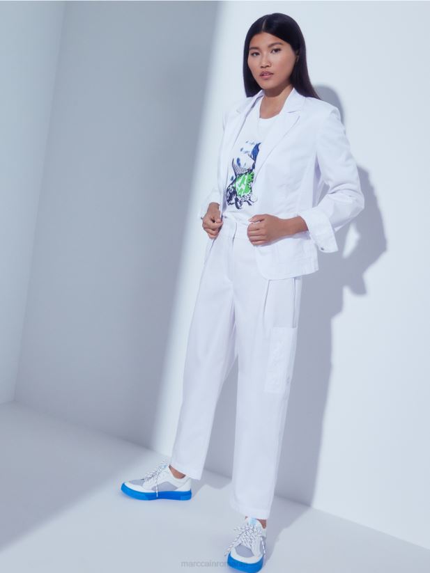 tricou aerisit cu inserție din plasă Marc Cain alb îmbrăcăminte 4826HH1361