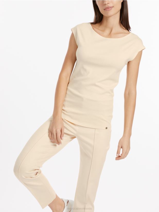 tricou care îmbrățișează trupul Marc Cain crema inchisa îmbrăcăminte 4826HH1338
