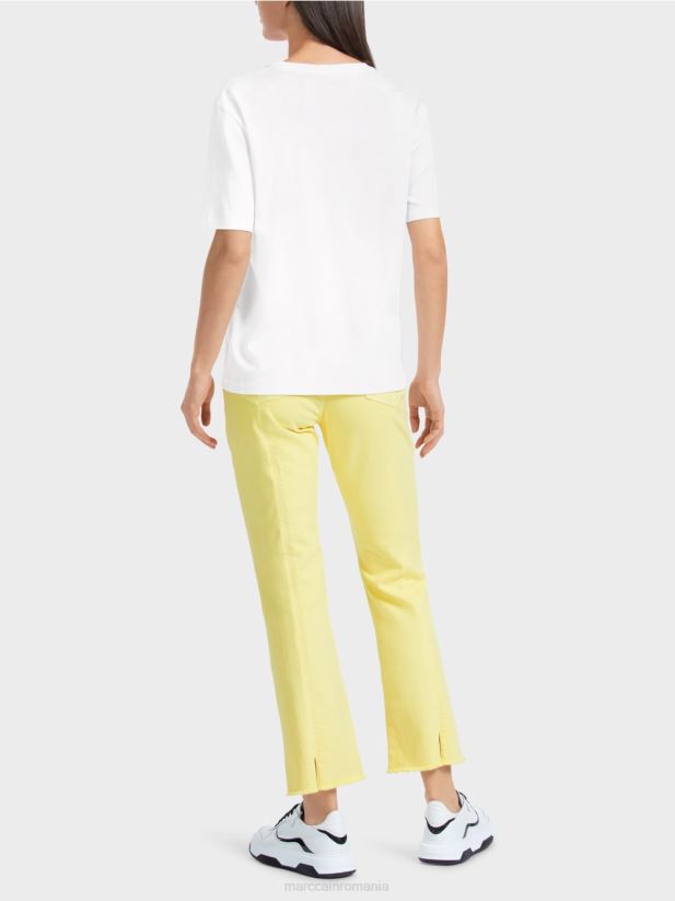 tricou cu aplicație de pasăre colorată Marc Cain alb îmbrăcăminte 4826HH1315