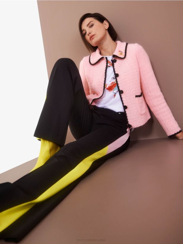 tricou cu aplicație de pasăre colorată Marc Cain alb îmbrăcăminte 4826HH1315