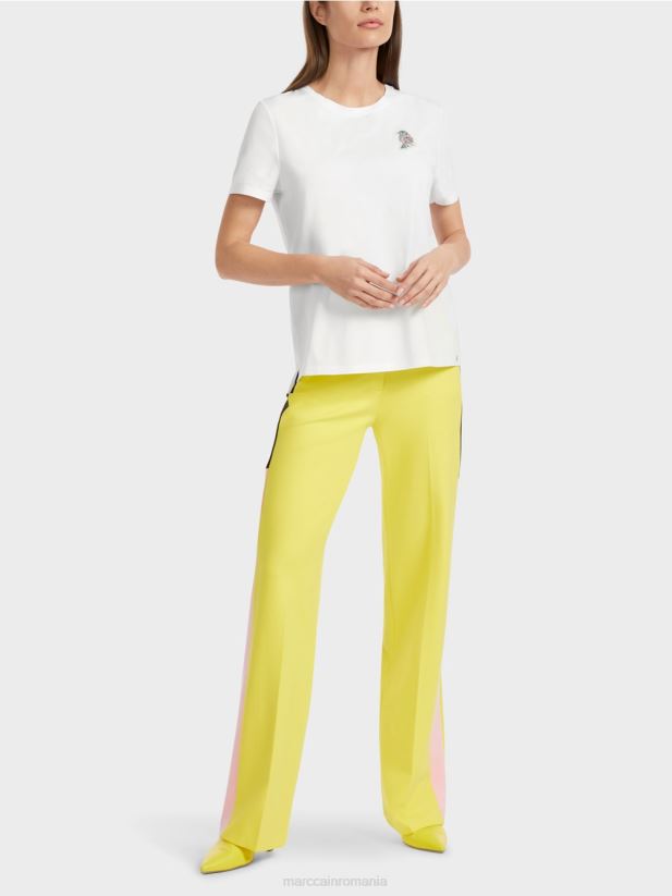 tricou cu aplicare pasăre Marc Cain alb îmbrăcăminte 4826HH1317