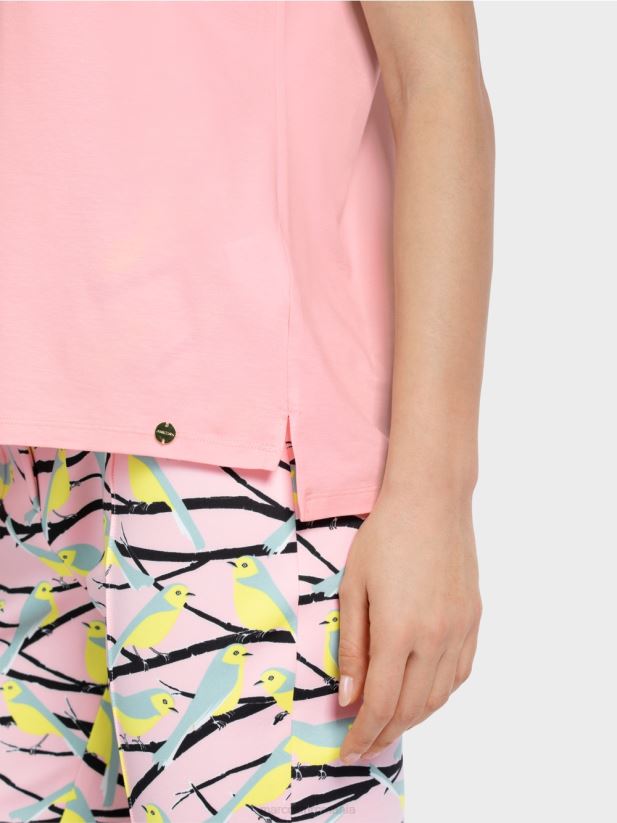 tricou cu aplicare pasăre Marc Cain roz pudra moale îmbrăcăminte 4826HH1326