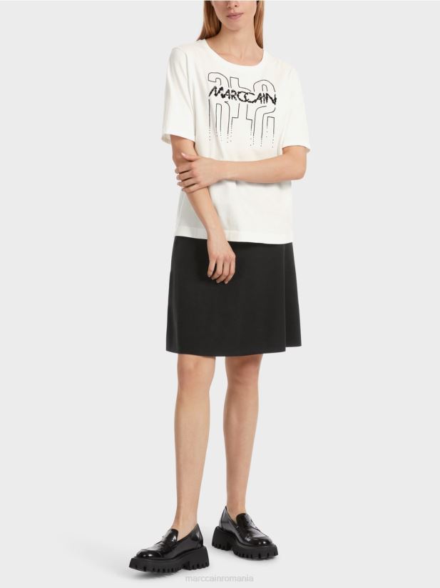 tricou cu aplicatie Marc Cain aproape alb îmbrăcăminte 4826HH1265