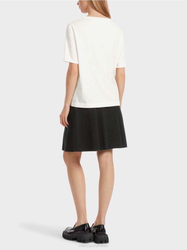 tricou cu aplicatie Marc Cain aproape alb îmbrăcăminte 4826HH1265