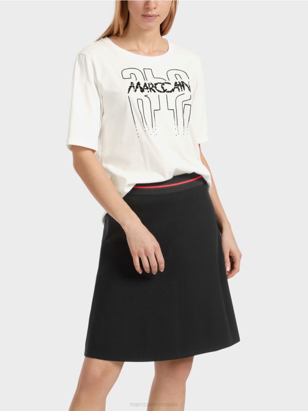 tricou cu aplicatie Marc Cain aproape alb îmbrăcăminte 4826HH1265