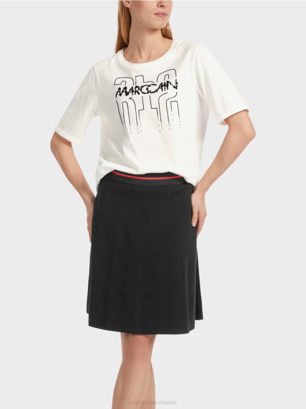 tricou cu aplicatie Marc Cain aproape alb îmbrăcăminte 4826HH1265