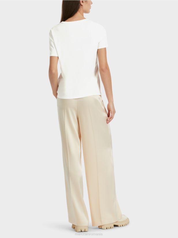 tricou cu aplicatie tigru Marc Cain aproape alb îmbrăcăminte 4826HH1287