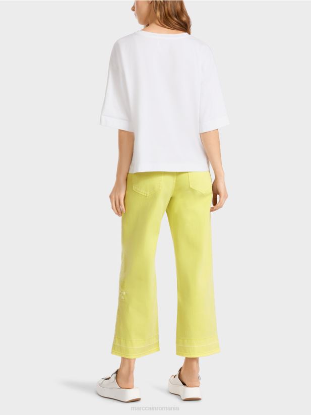 tricou cu aplicatii si imprimeu Marc Cain alb îmbrăcăminte 4826HH1383