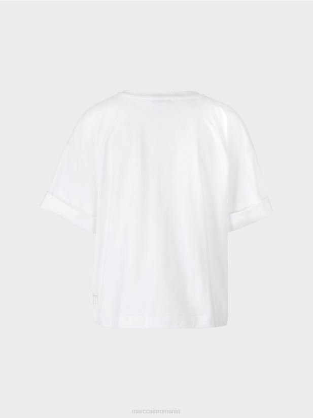 tricou cu aplicatii si imprimeu Marc Cain alb îmbrăcăminte 4826HH1383