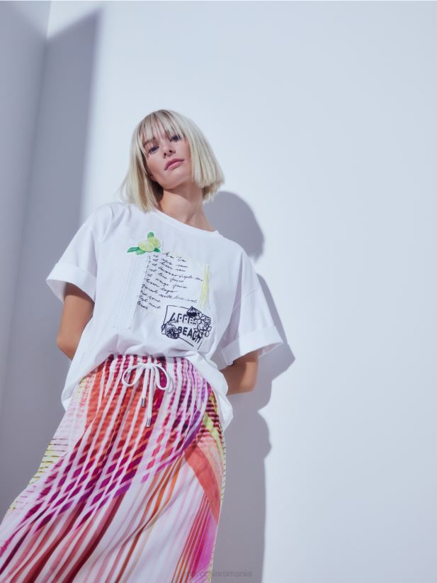 tricou cu aplicatii si imprimeu Marc Cain alb îmbrăcăminte 4826HH1383