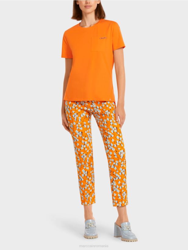 tricou cu buzunar impodobit la piept Marc Cain portocaliu limpede îmbrăcăminte 4826HH1457