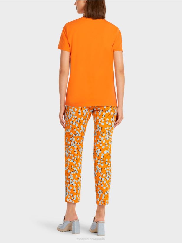 tricou cu buzunar impodobit la piept Marc Cain portocaliu limpede îmbrăcăminte 4826HH1457