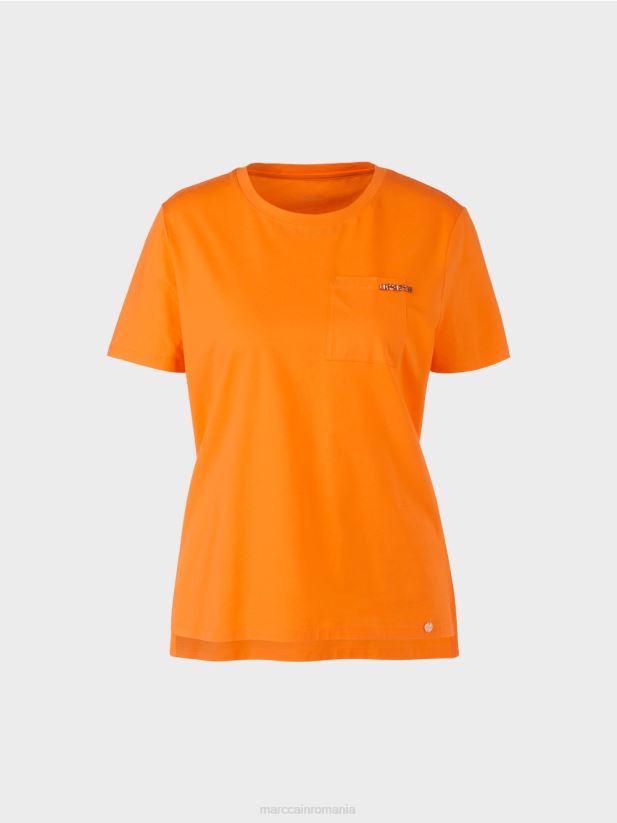 tricou cu buzunar impodobit la piept Marc Cain portocaliu limpede îmbrăcăminte 4826HH1457