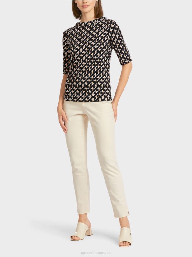 tricou cu carouri de cioban Marc Cain negru îmbrăcăminte 4826HH1444