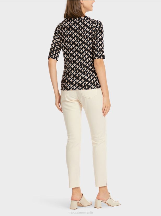 tricou cu carouri de cioban Marc Cain negru îmbrăcăminte 4826HH1444