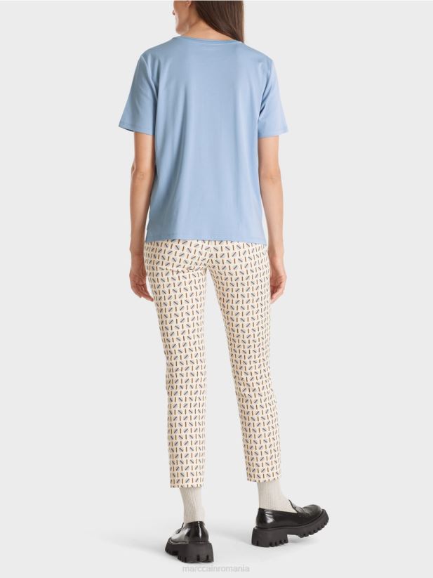 tricou cu decolteu larg Marc Cain cer întunecat de vară îmbrăcăminte 4826HH1274