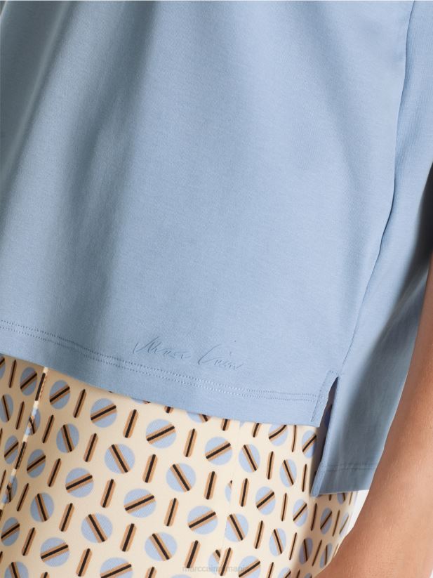 tricou cu decolteu larg Marc Cain cer întunecat de vară îmbrăcăminte 4826HH1274