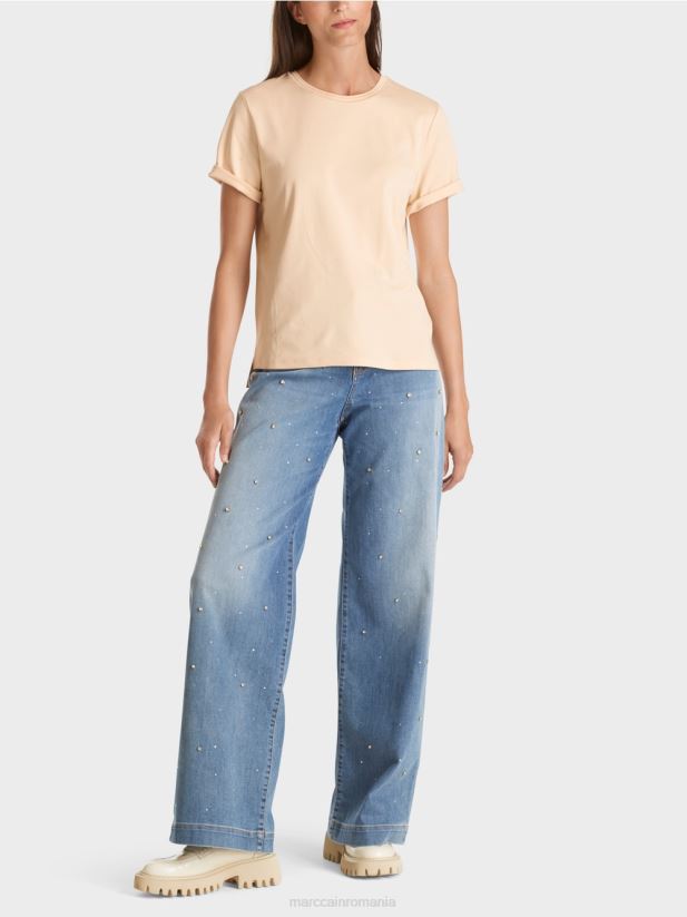 tricou cu decolteu larg Marc Cain crema inchisa îmbrăcăminte 4826HH1275