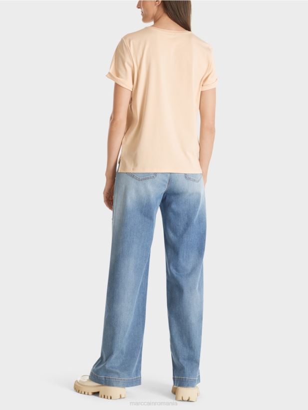 tricou cu decolteu larg Marc Cain crema inchisa îmbrăcăminte 4826HH1275