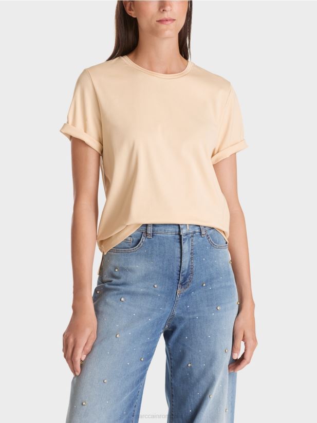 tricou cu decolteu larg Marc Cain crema inchisa îmbrăcăminte 4826HH1275