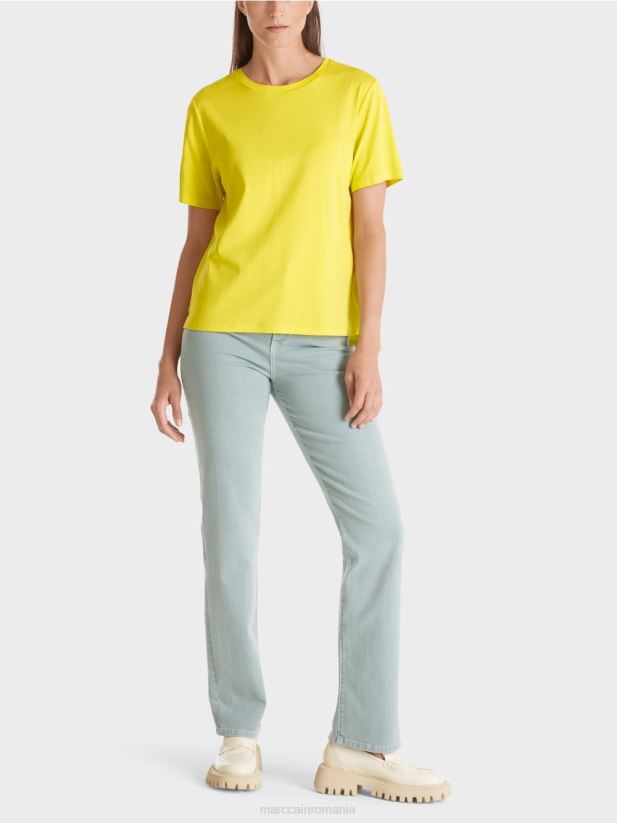 tricou cu decolteu larg Marc Cain lămâie moale îmbrăcăminte 4826HH1313