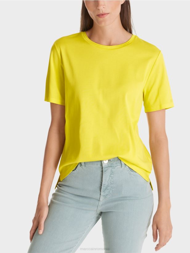 tricou cu decolteu larg Marc Cain lămâie moale îmbrăcăminte 4826HH1313