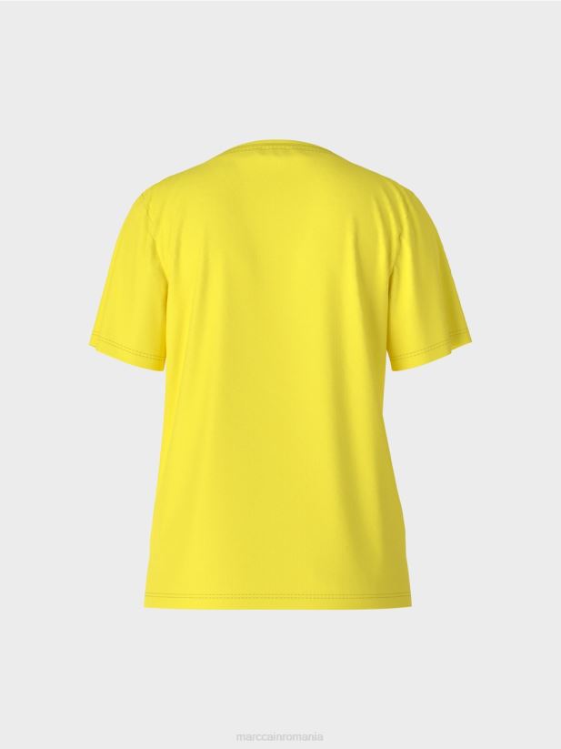 tricou cu decolteu larg Marc Cain lămâie moale îmbrăcăminte 4826HH1313