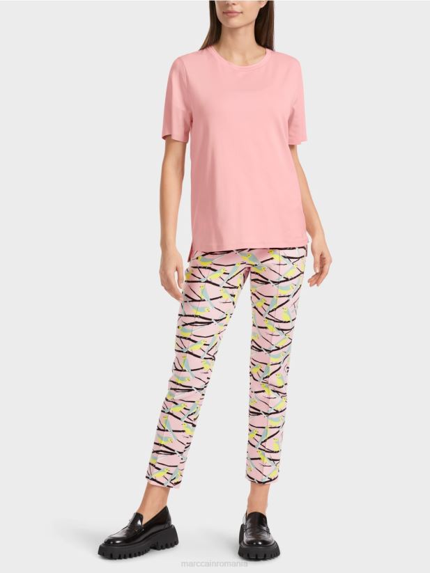 tricou cu decolteu larg Marc Cain roz pudra moale îmbrăcăminte 4826HH1322