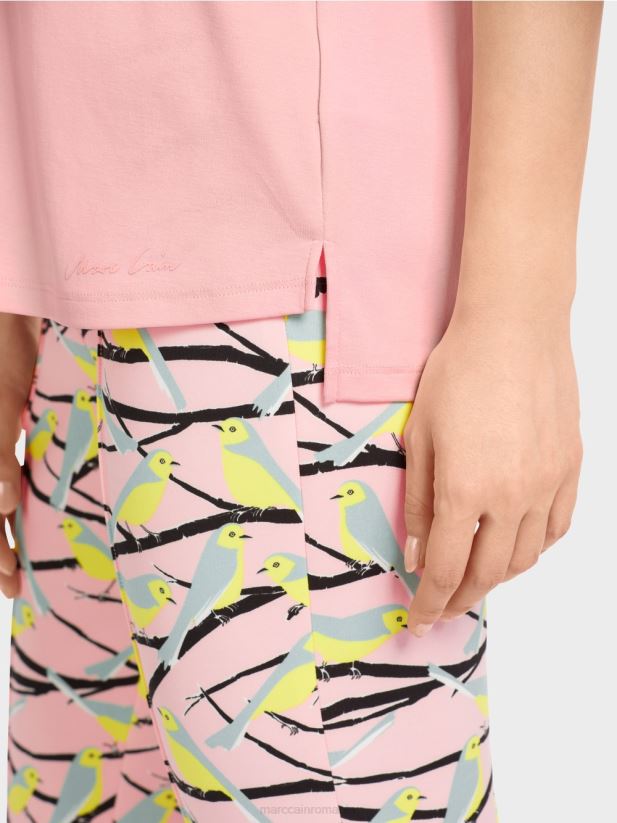 tricou cu decolteu larg Marc Cain roz pudra moale îmbrăcăminte 4826HH1322