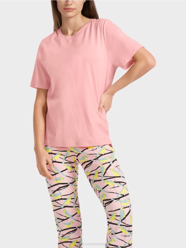 tricou cu decolteu larg Marc Cain roz pudra moale îmbrăcăminte 4826HH1322