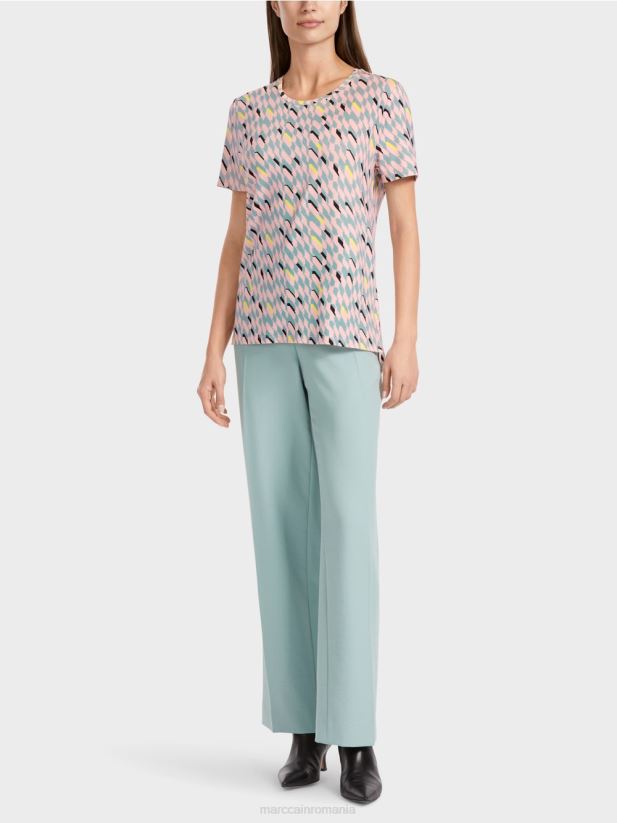 tricou cu design grafic Marc Cain albastru închis la cer îmbrăcăminte 4826HH1314