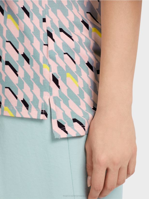 tricou cu design grafic Marc Cain albastru închis la cer îmbrăcăminte 4826HH1314