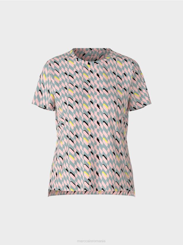 tricou cu design grafic Marc Cain albastru închis la cer îmbrăcăminte 4826HH1314