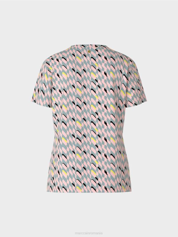 tricou cu design grafic Marc Cain albastru închis la cer îmbrăcăminte 4826HH1314