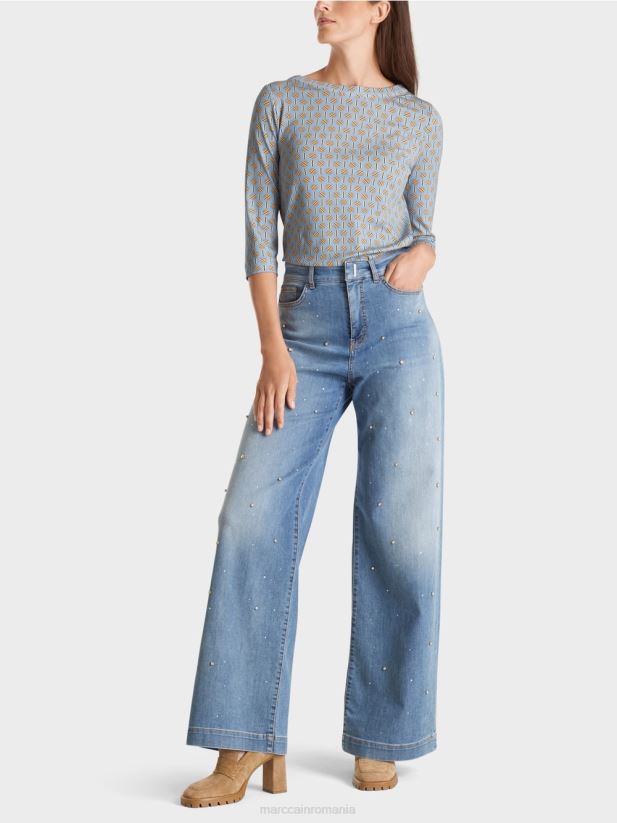 tricou cu design grafic Marc Cain cer întunecat de vară îmbrăcăminte 4826HH1281