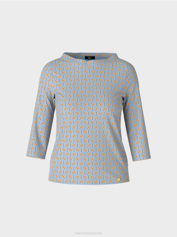 tricou cu design grafic Marc Cain cer întunecat de vară îmbrăcăminte 4826HH1281