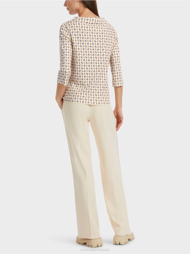 tricou cu design grafic Marc Cain crema inchisa îmbrăcăminte 4826HH1280